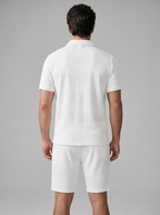 Set aus strukturiertem Polohemd und Shorts für Herren