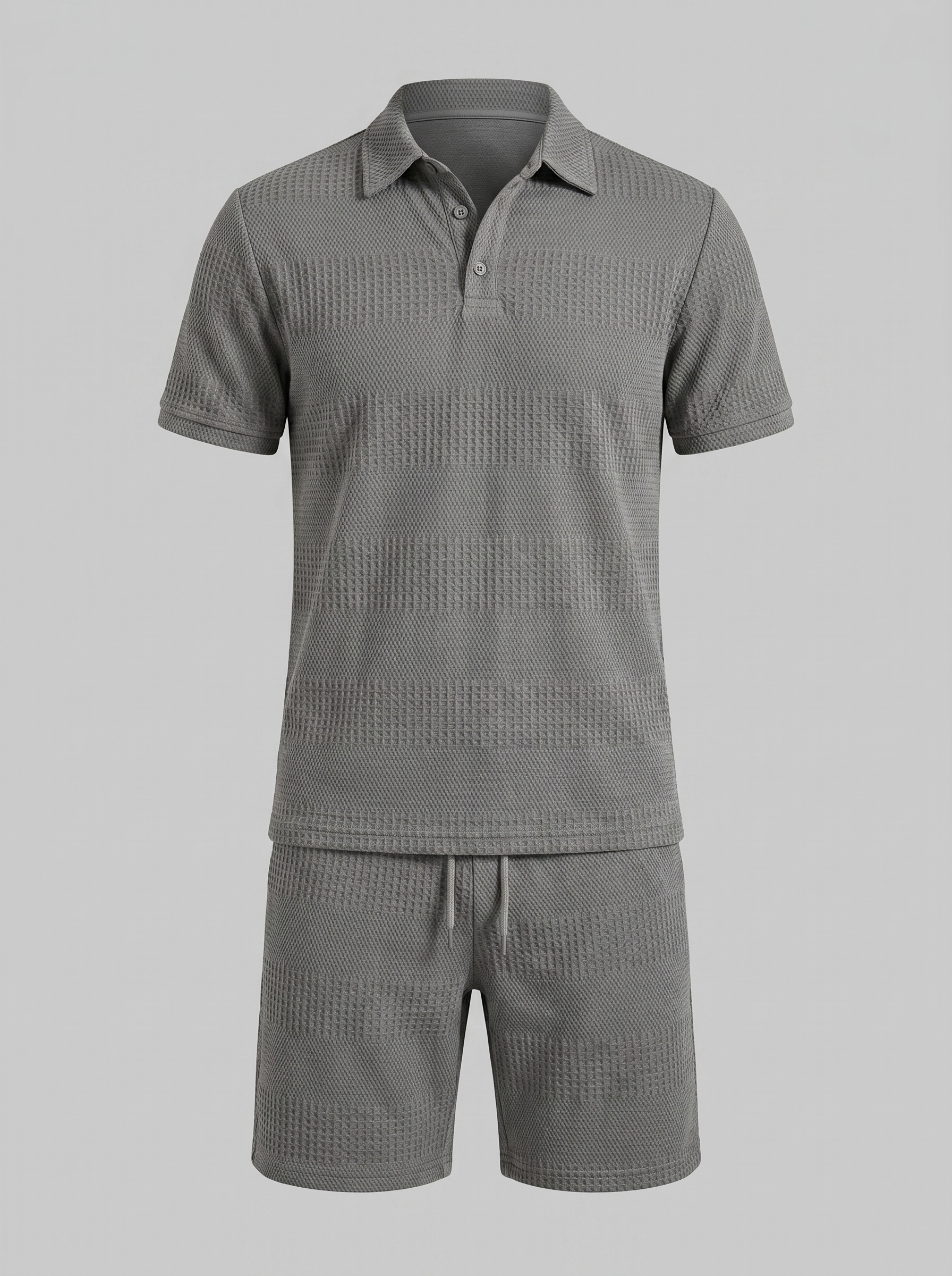 Set aus strukturiertem Polohemd und Shorts für Herren