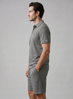 Set aus strukturiertem Polohemd und Shorts für Herren