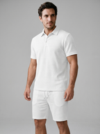 Set aus strukturiertem Polohemd und Shorts für Herren
