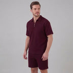 Herren Waffelstrick Sommer-Set mit T-Shirt & Shorts