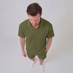 Herren Waffelstrick Sommer-Set mit T-Shirt & Shorts