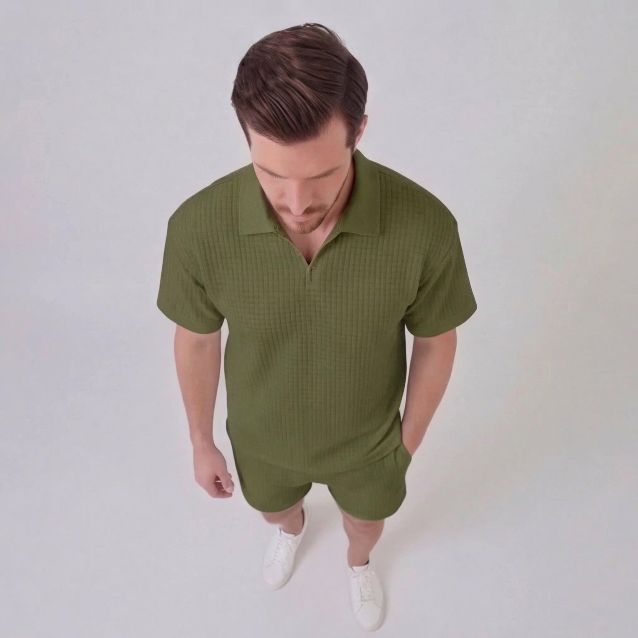 Herren Waffelstrick Sommer-Set mit T-Shirt & Shorts