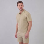 Herren Waffelstrick Sommer-Set mit T-Shirt & Shorts