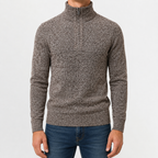 Pull en peluche pour homme avec fermeture éclair quart