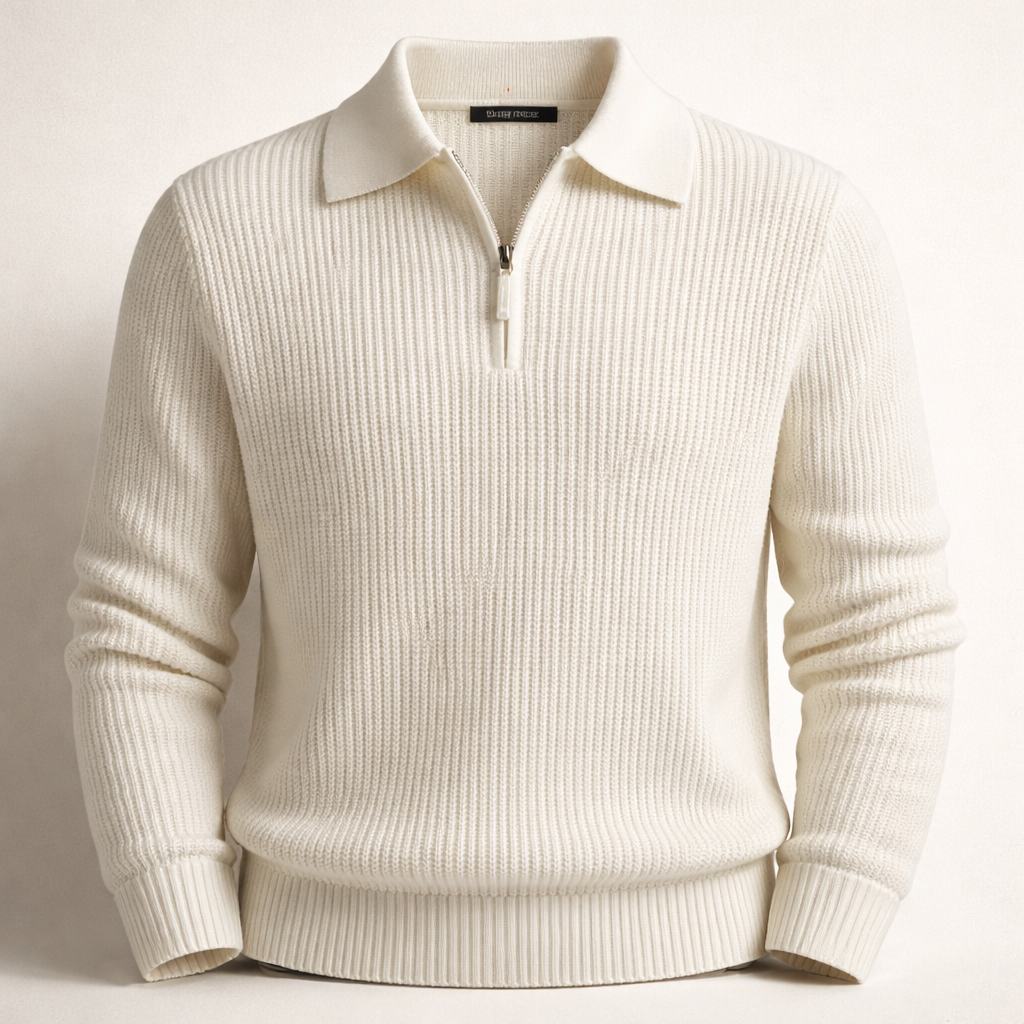 Herren Rippstrickpullover mit Quarter Zip