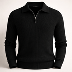 Pull en maille côtelée pour homme avec fermeture éclair quart