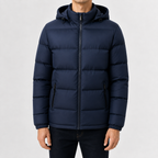 Heren doorgestikte jas met capuchon Warm en comfortabel voor de winter