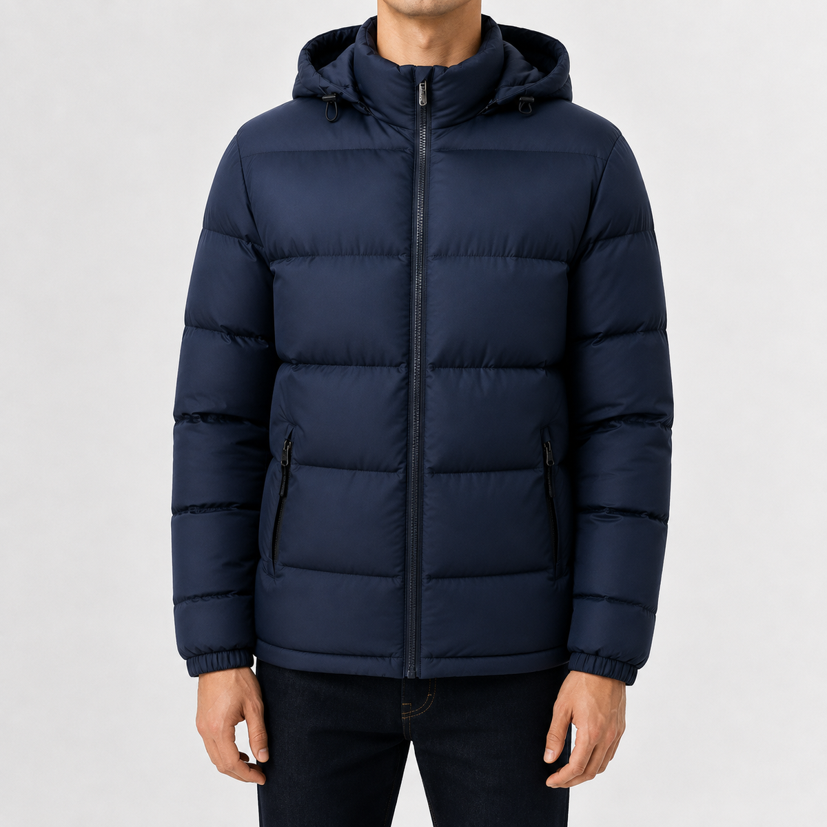 Heren doorgestikte jas met capuchon Warm en comfortabel voor de winter