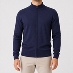 Cardigan homme en maille avec col montant, fermeture éclair et coupe décontractée