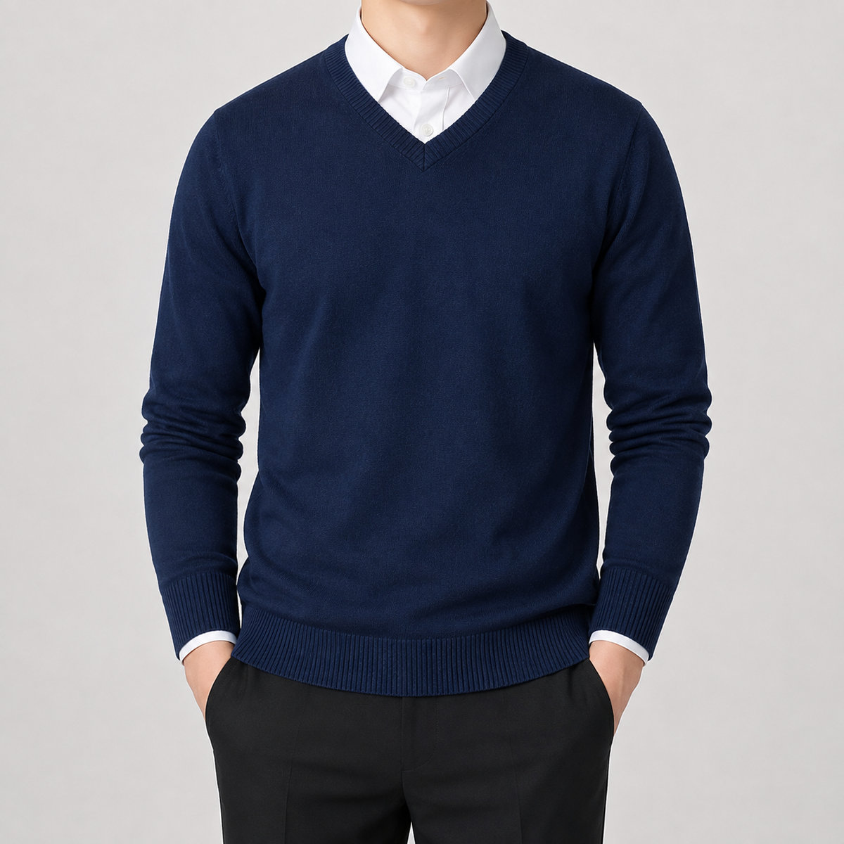 Herren Pullover mit V Ausschnitt Leicht und Klassisch
