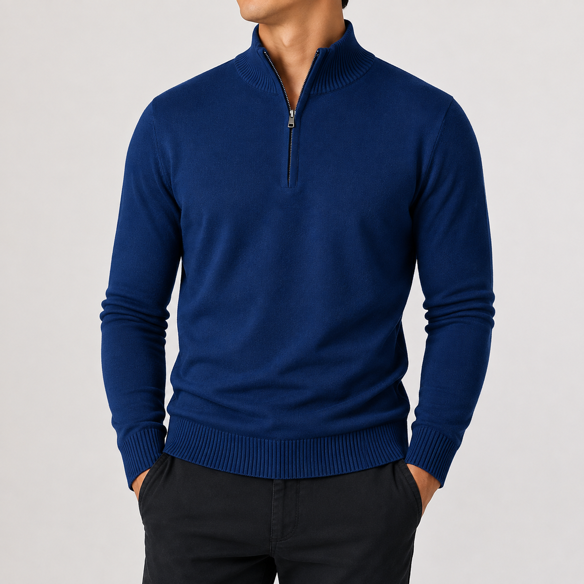 Herren Pullover mit Reißverschluss und Strick