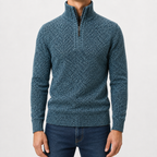 Pull en peluche pour homme avec fermeture éclair quart