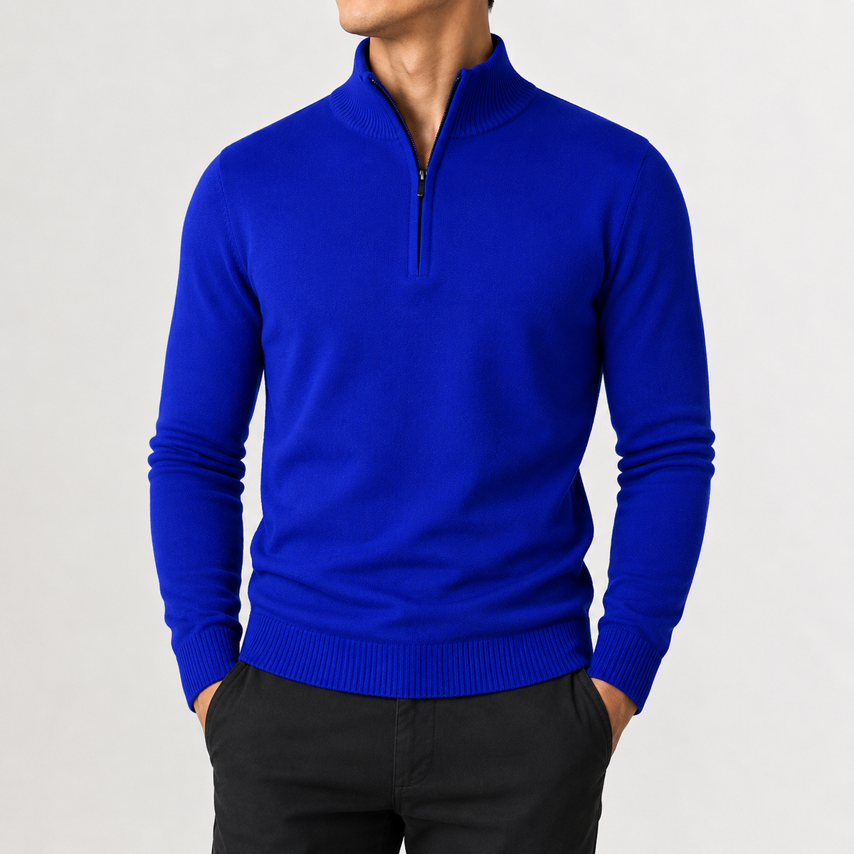 Herren Pullover mit Reißverschluss und Strick