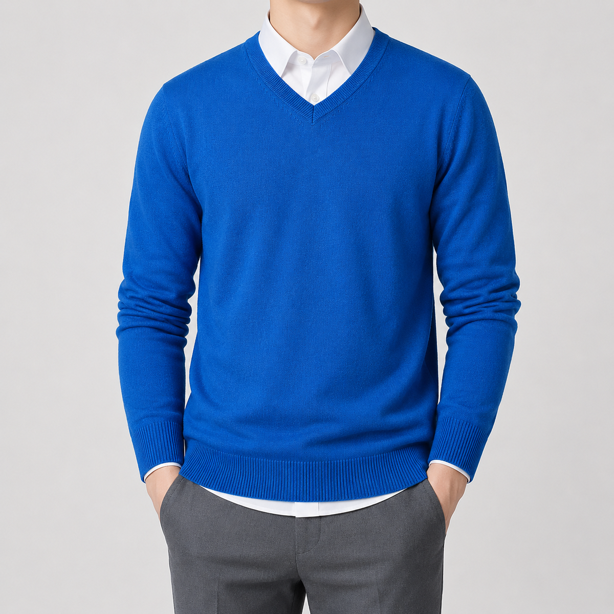 Herren Pullover mit V Ausschnitt Leicht und Klassisch