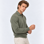 Herren Strickpolopullover mit offenem Kragen