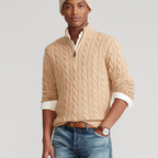 Pull en tricot à demi-fermeture éclair pour homme