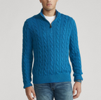 Pull en tricot à demi-fermeture éclair pour homme