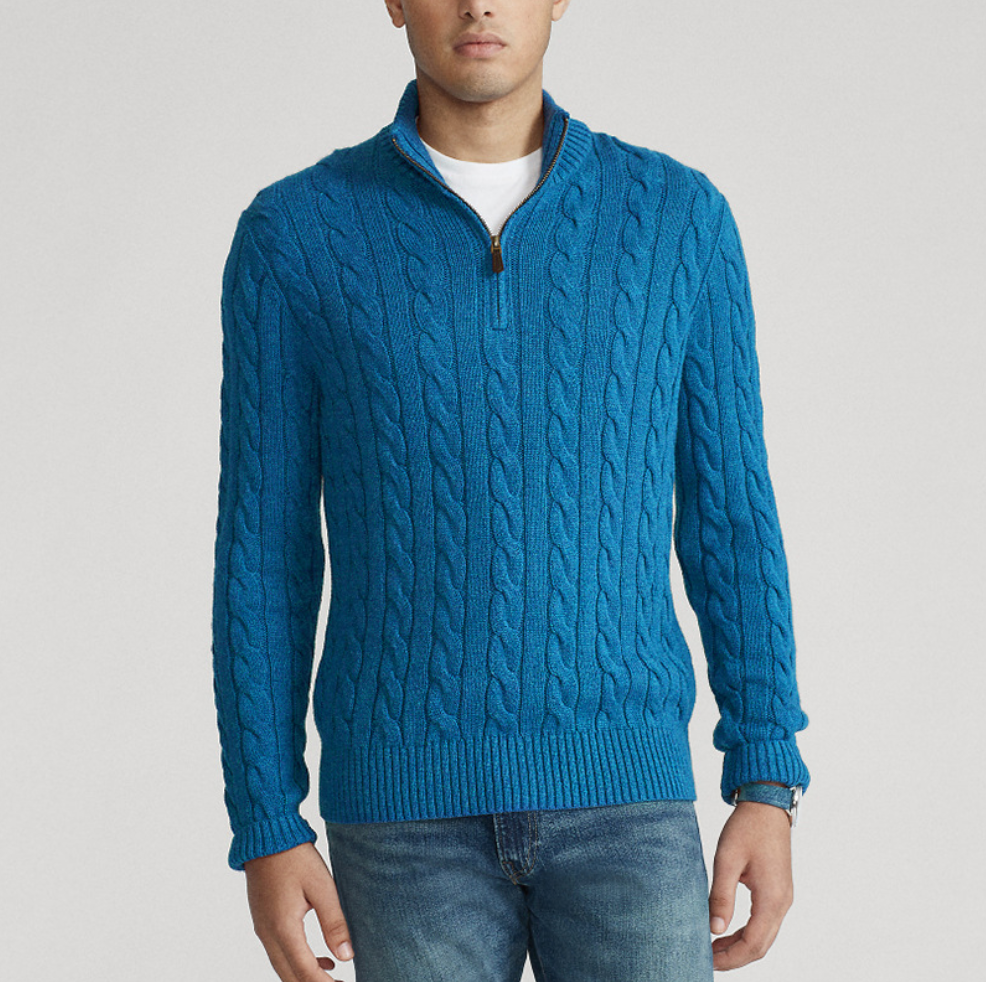 Pull en tricot à demi-fermeture éclair pour homme