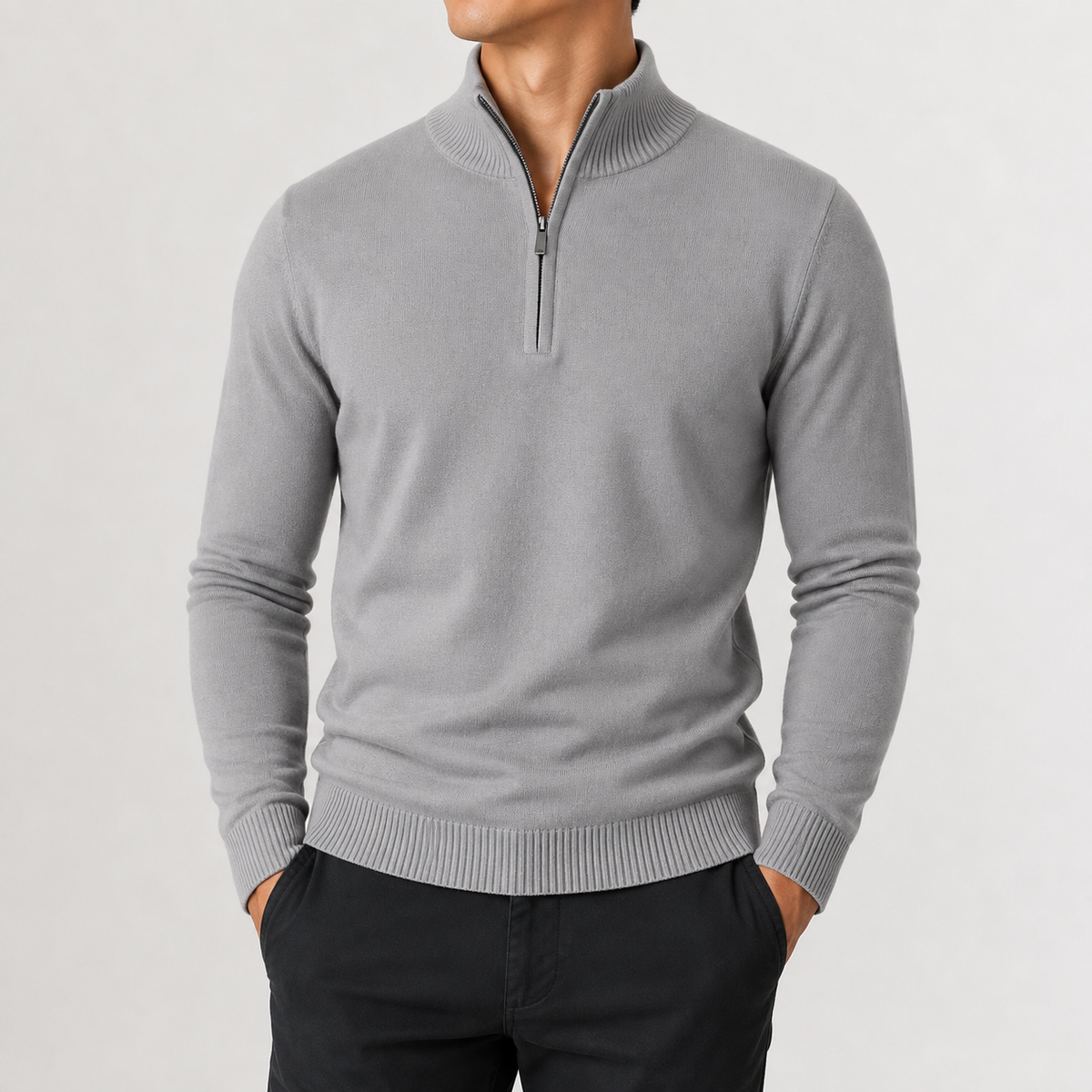 Herren Pullover mit Reißverschluss und Strick