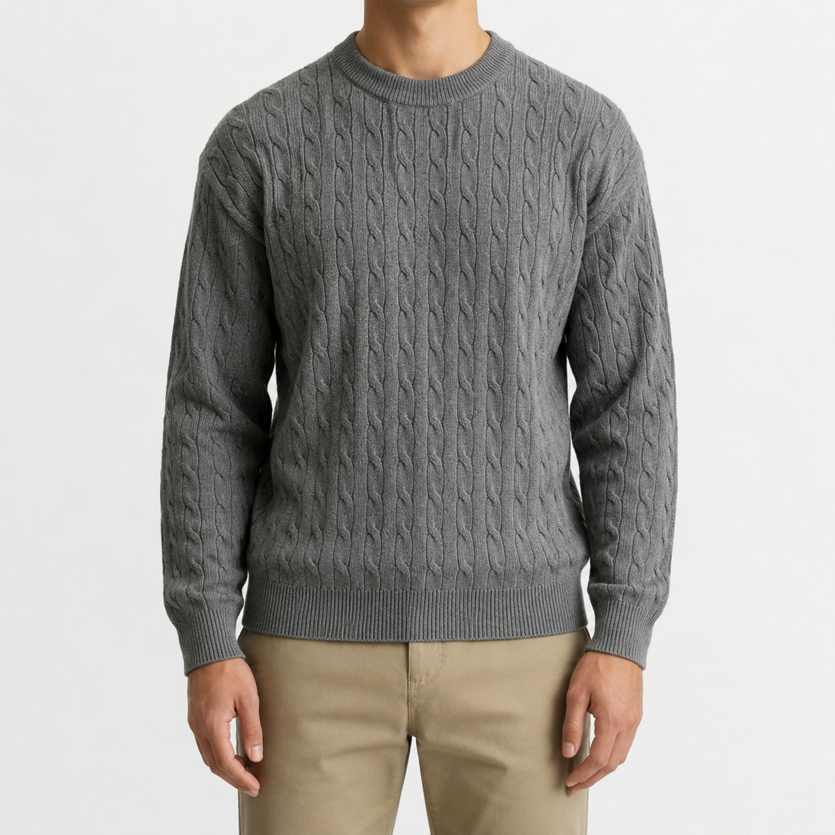 Herren Strickpullover mit Zopfmuster