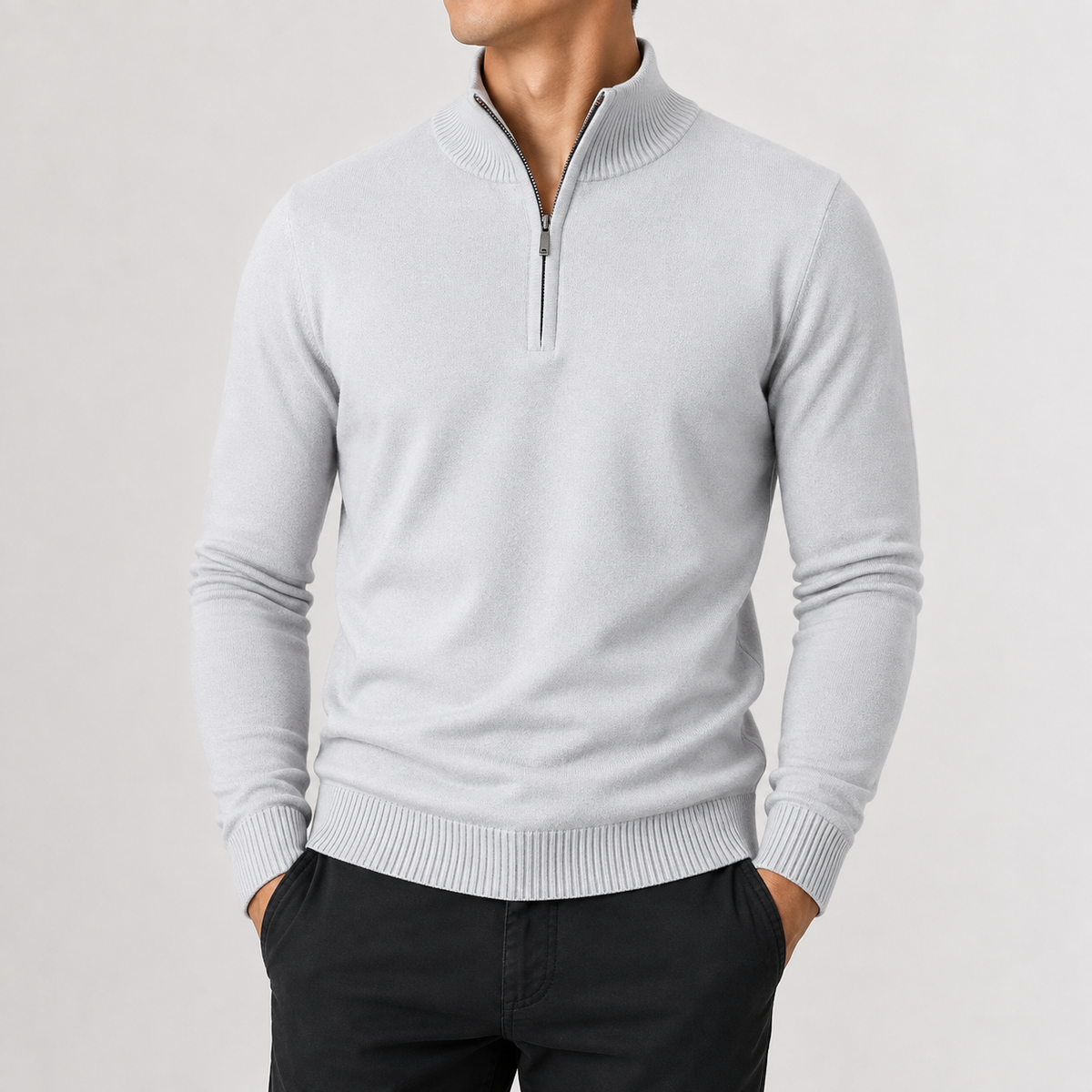 Herren Pullover mit Reißverschluss und Strick