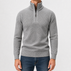 Pull en peluche pour homme avec fermeture éclair quart