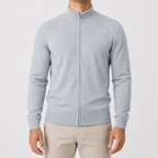 Cardigan homme en maille avec col montant, fermeture éclair et coupe décontractée