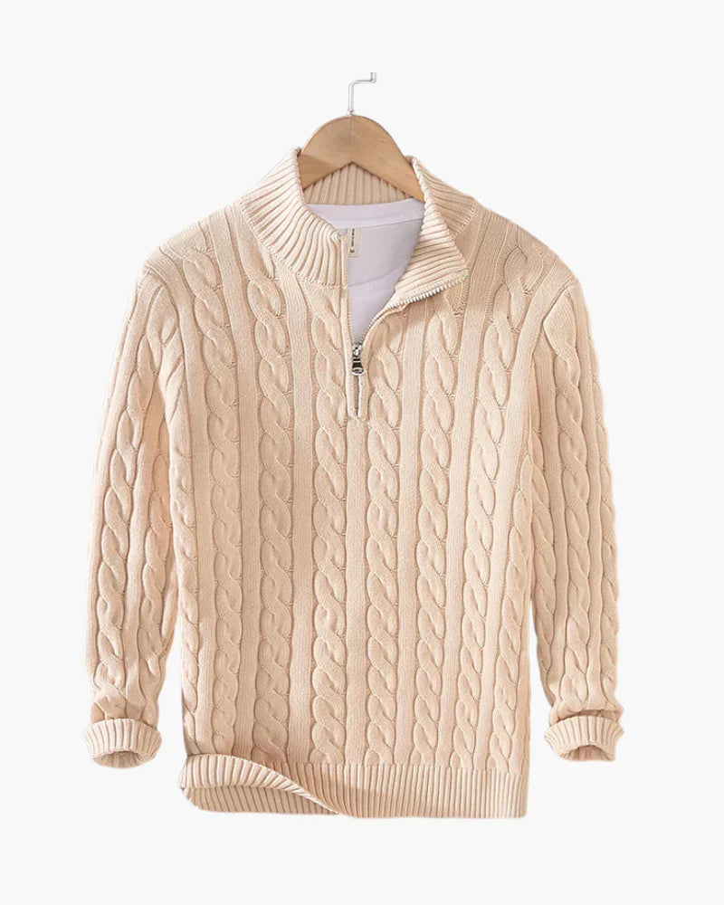 Pull en tricot à demi-fermeture éclair pour homme