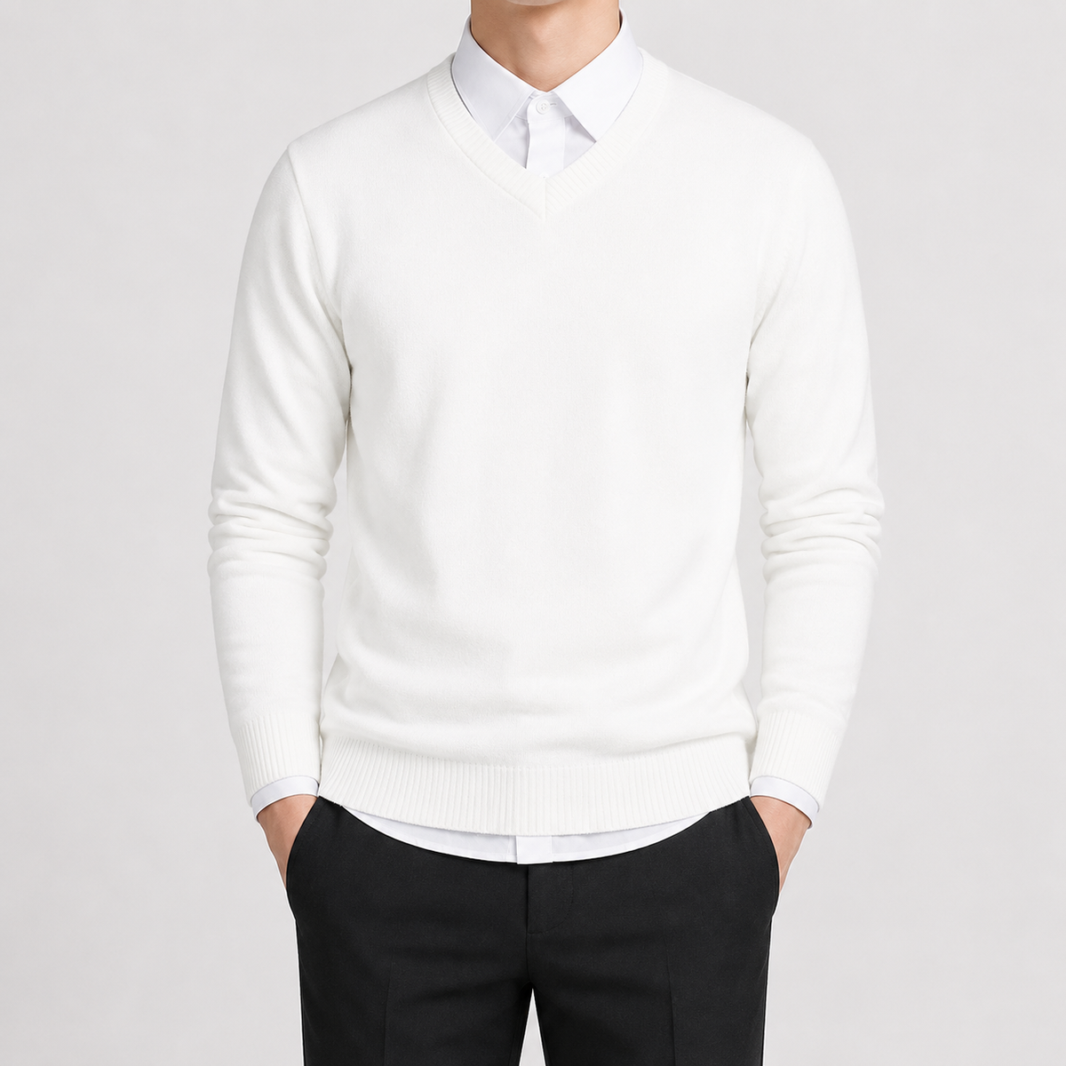 Herren Pullover mit V Ausschnitt Leicht und Klassisch