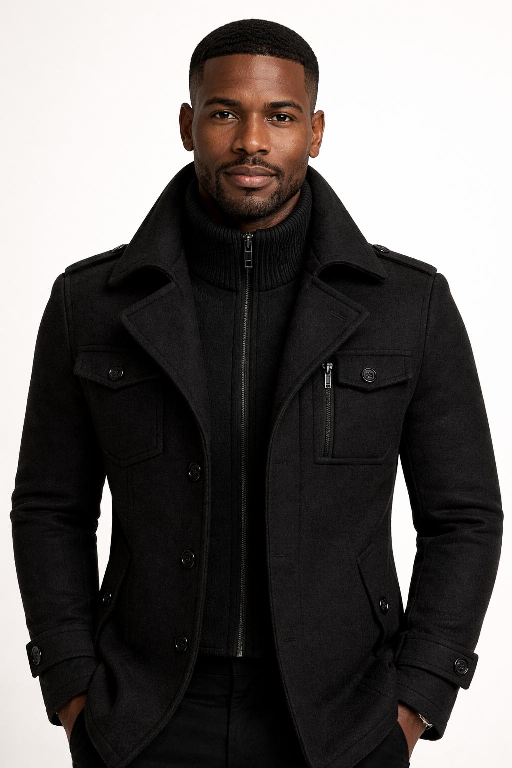 Manteau élégant pour homme en mélange de laine
