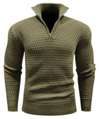 Heren Gestructureerde Half Zip Gebreide Trui