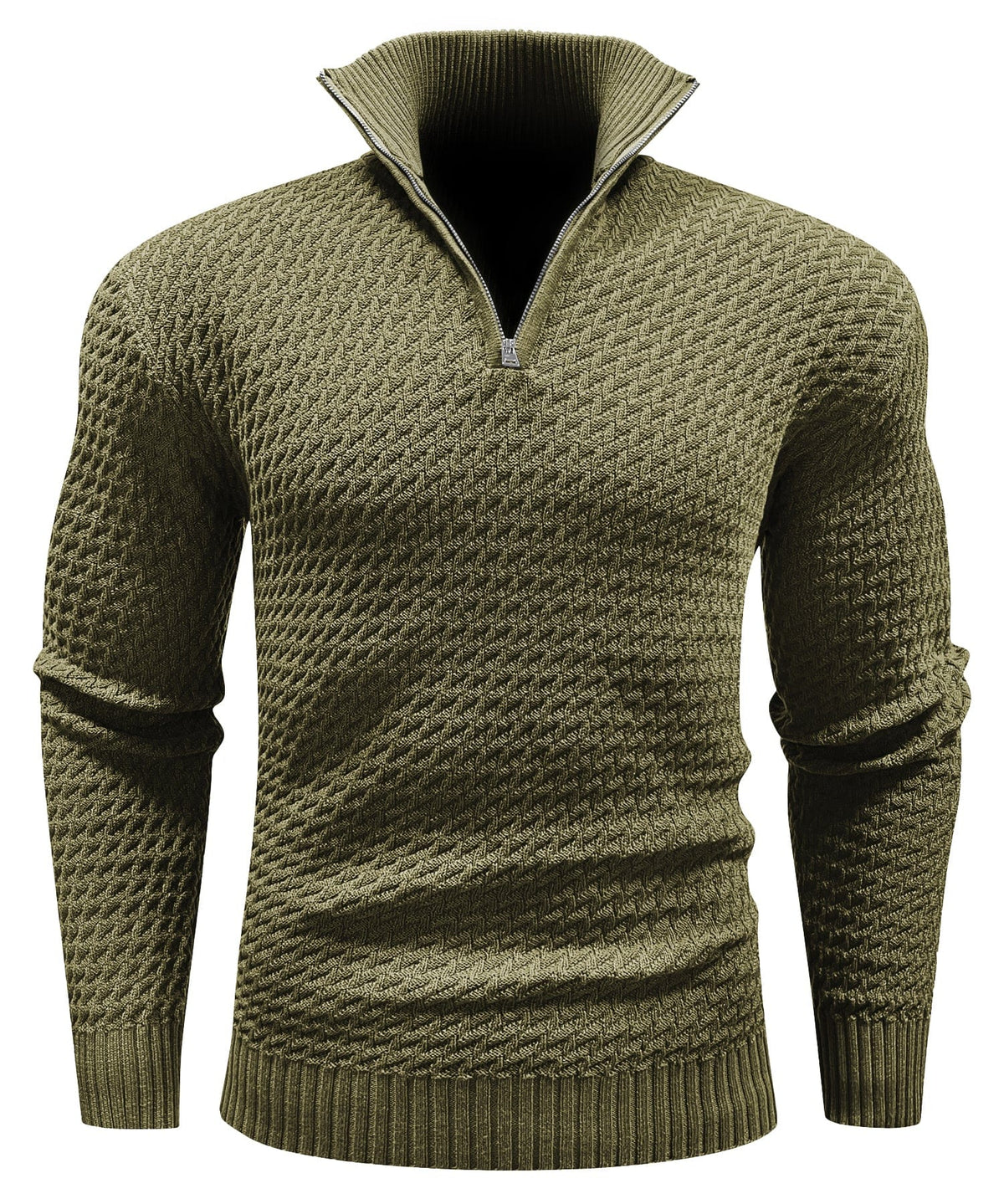 Herren Strukturierter Half Zip Strickpullover