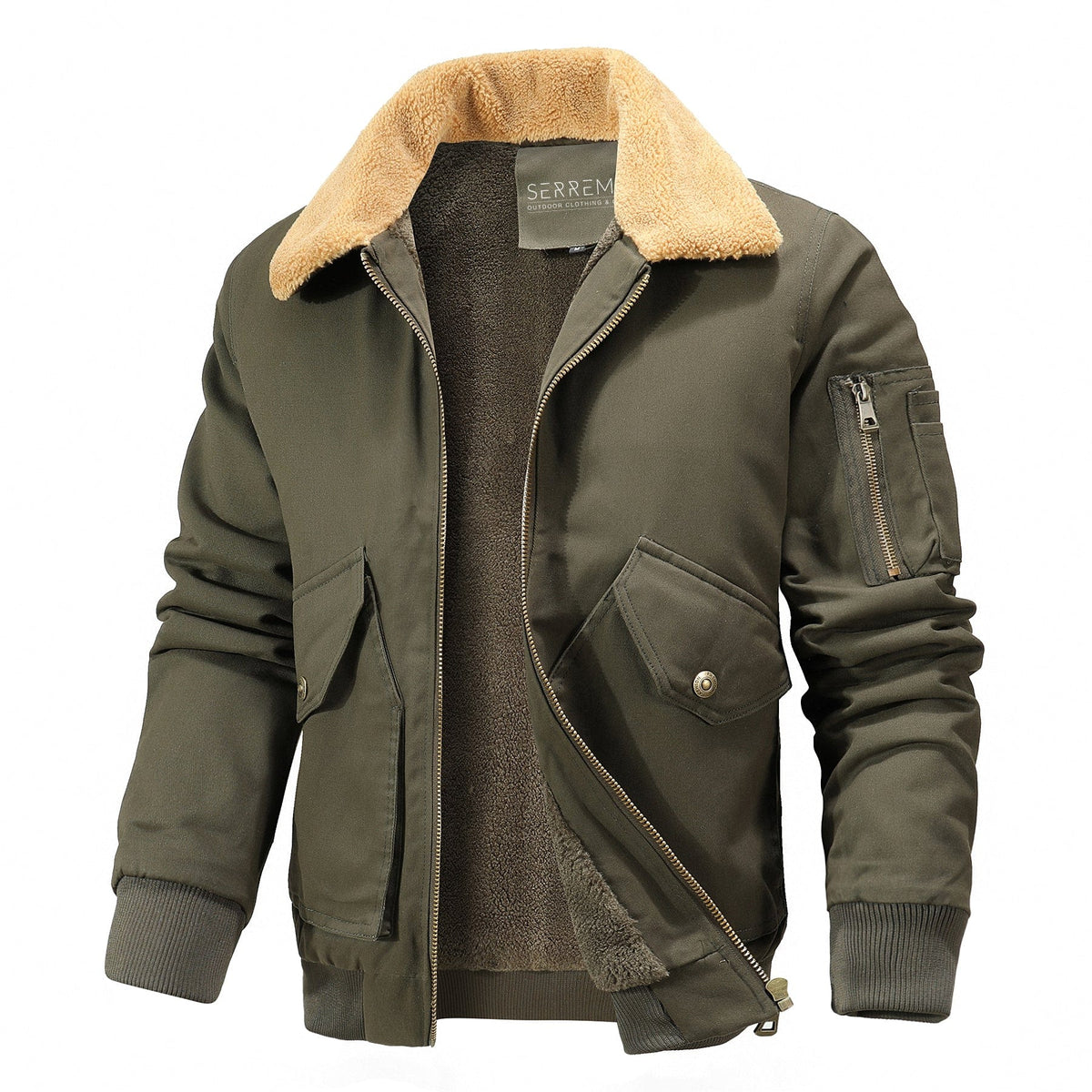 Herenjas met warme voering en fleece kraag