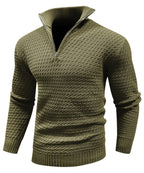 Heren Gestructureerde Half Zip Gebreide Trui