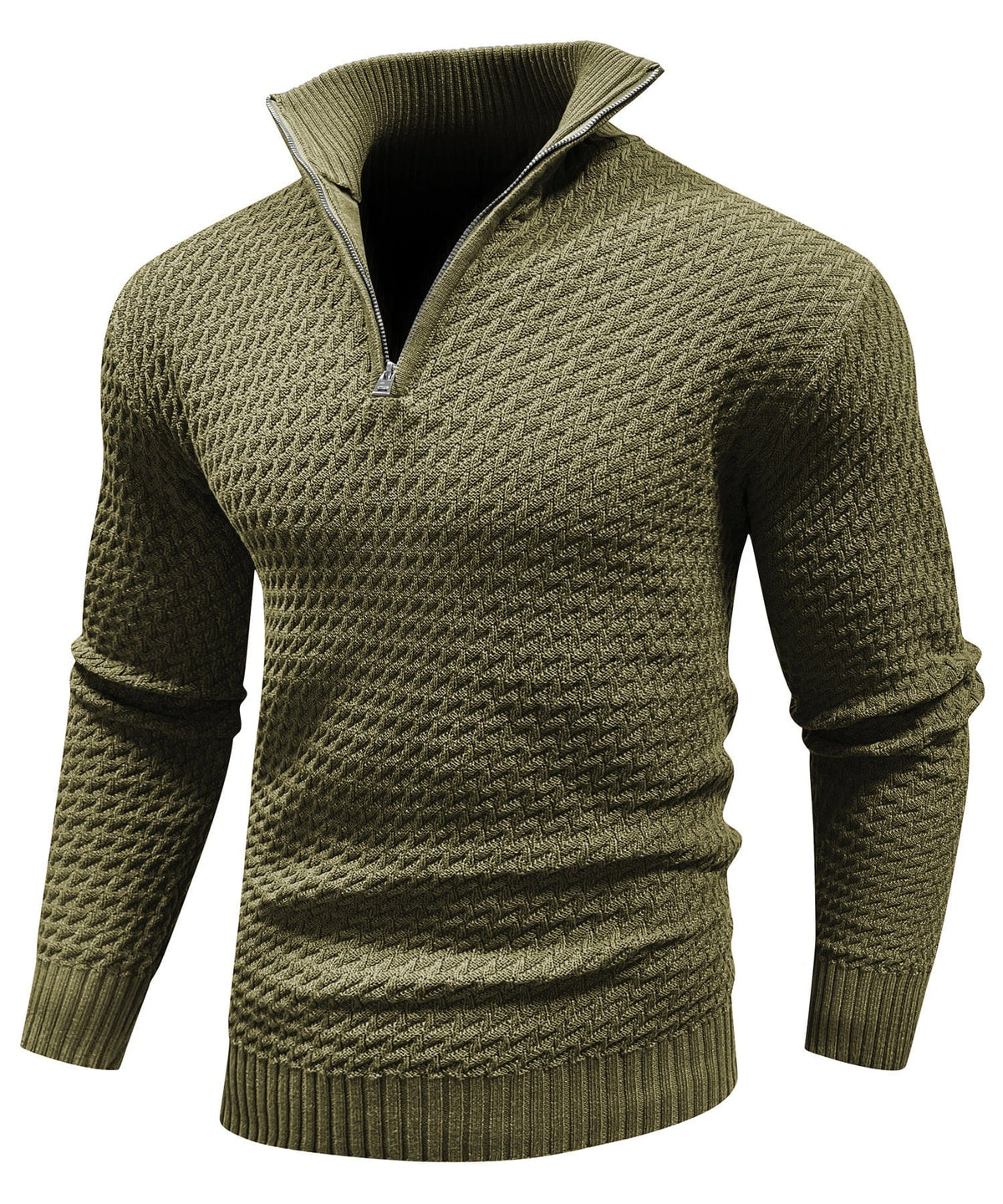 Herren Strukturierter Half Zip Strickpullover