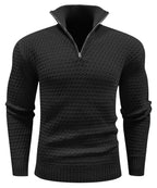 Heren Gestructureerde Half Zip Gebreide Trui