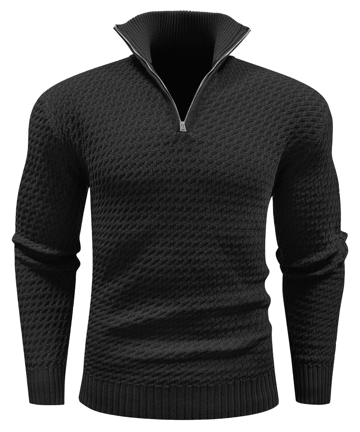 Herren Strukturierter Half Zip Strickpullover