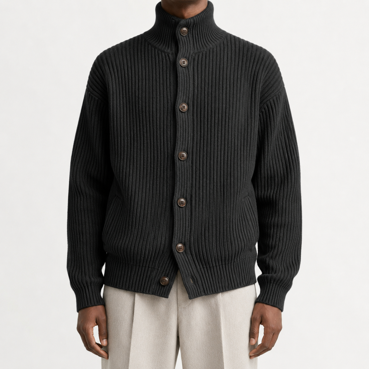 Herren Rollkragen-Strickjacke