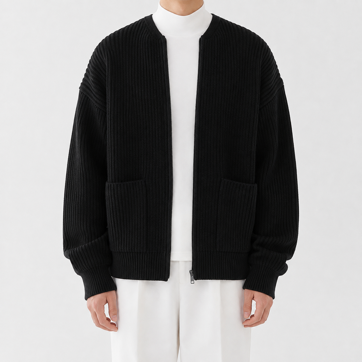 Herren Strickjacke mit Stehkragen