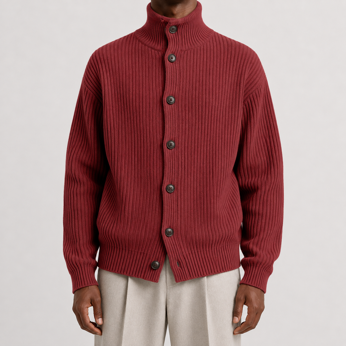 Herren Rollkragen-Strickjacke