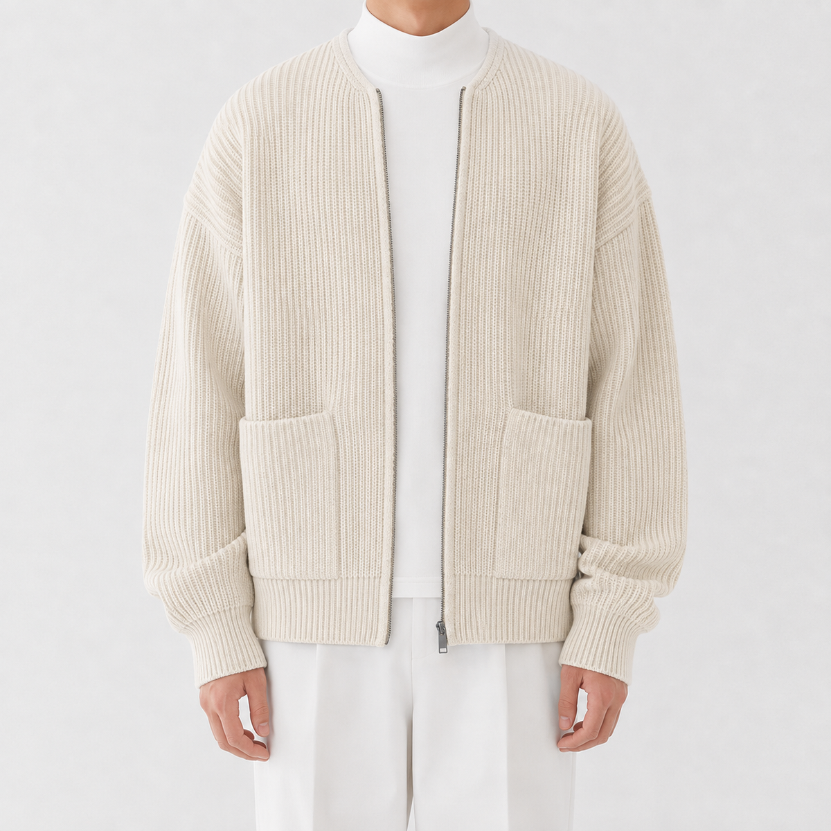 Herren Strickjacke mit Stehkragen