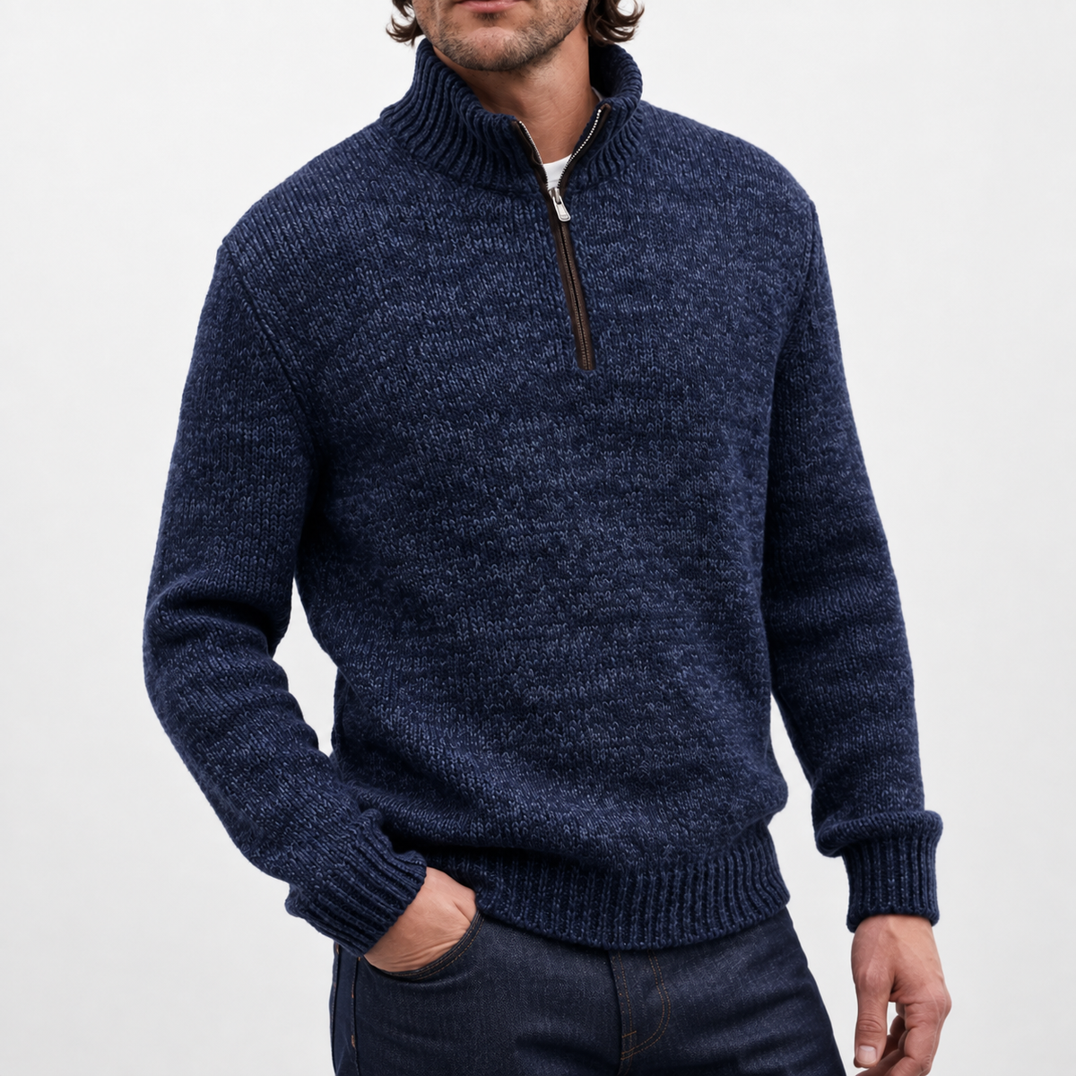 Herren Pullover mit Viertelreißverschluss Bequem und Lässig