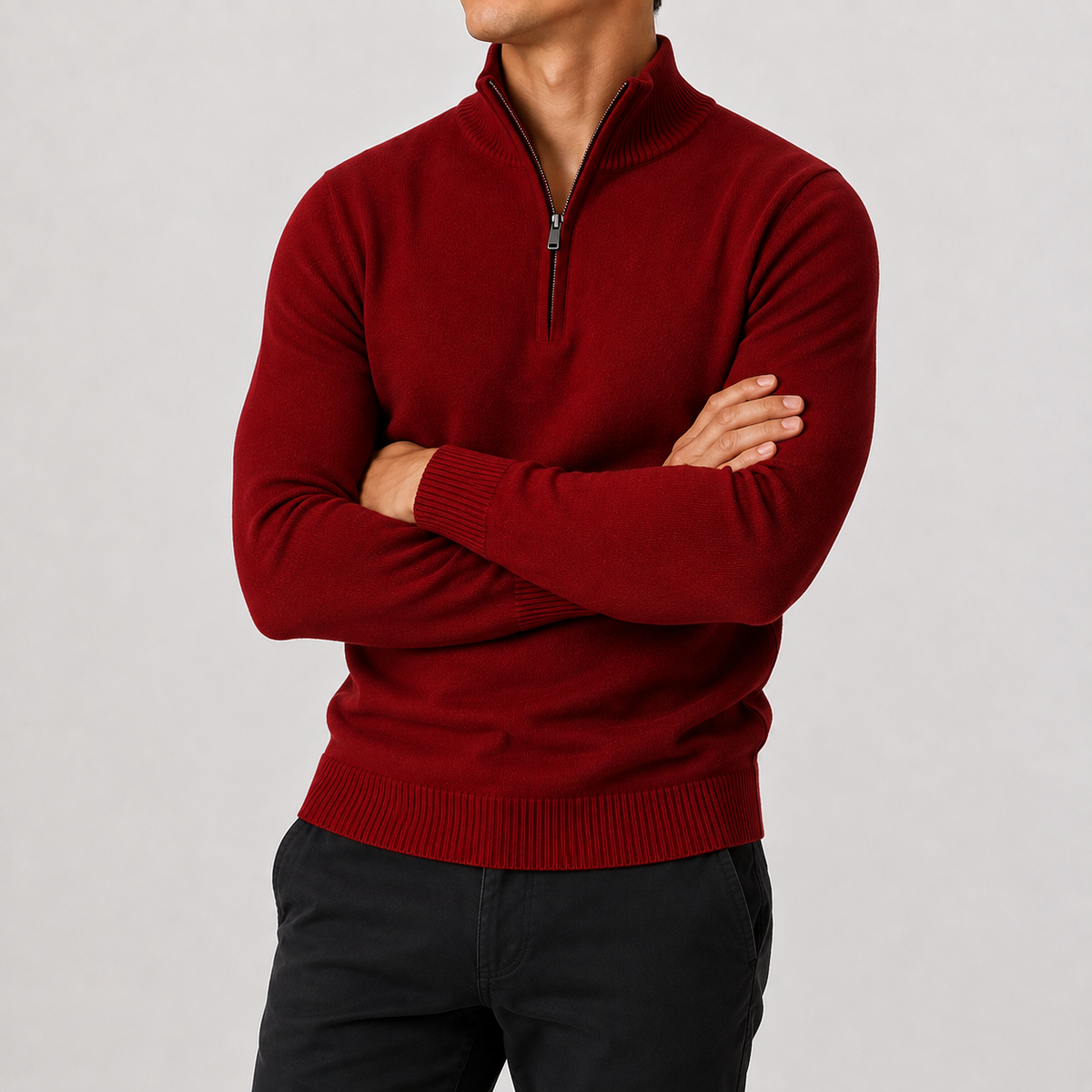 Herren Pullover mit Reißverschluss und Strick