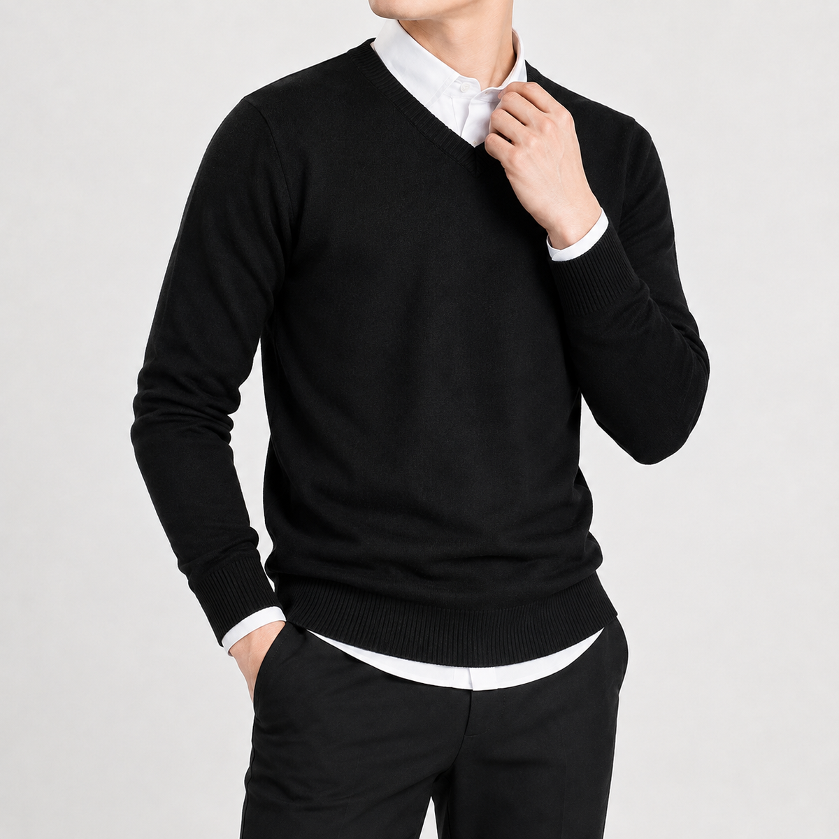 Herren Pullover mit V Ausschnitt Leicht und Klassisch