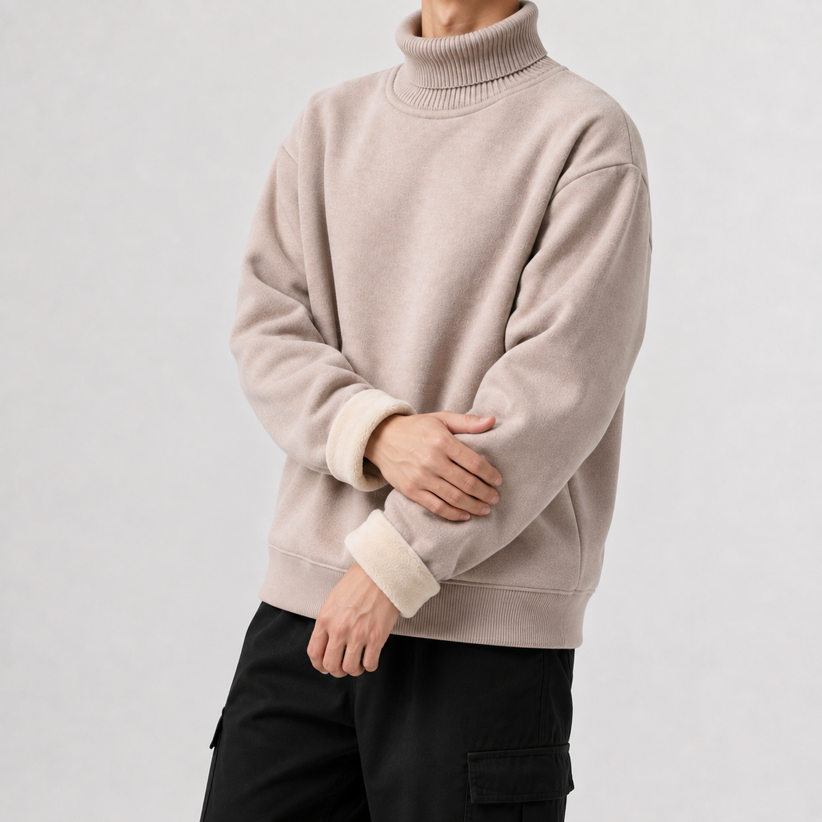 Oversized Herren Fleecepullover Gefüttert