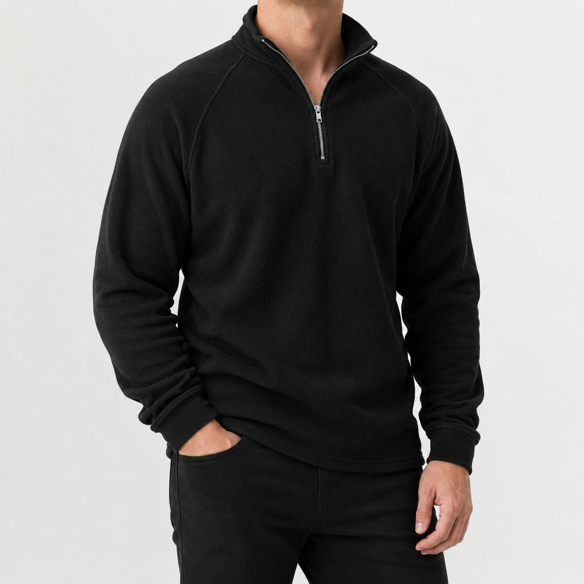 Herren Fleece-Pullover mit 1/4-Reißverschluss