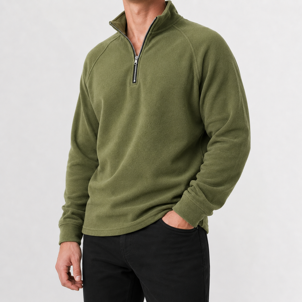 Herren Fleece-Pullover mit 1/4-Reißverschluss