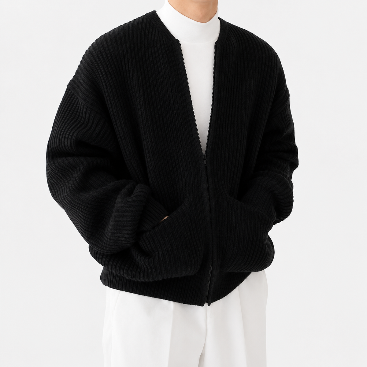 Herren Strickjacke mit Stehkragen