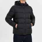 Heren doorgestikte jas met capuchon Warm en comfortabel voor de winter